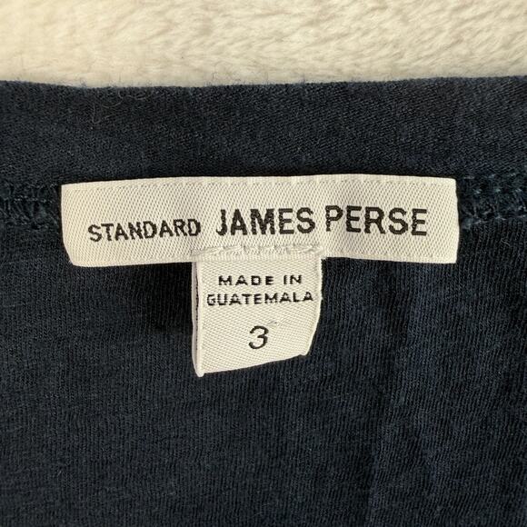 Standard James Perse 3 L T-Shirt Women Navy Blue V-Neck Cotton Modal Minimalist - Picture 5 of 11